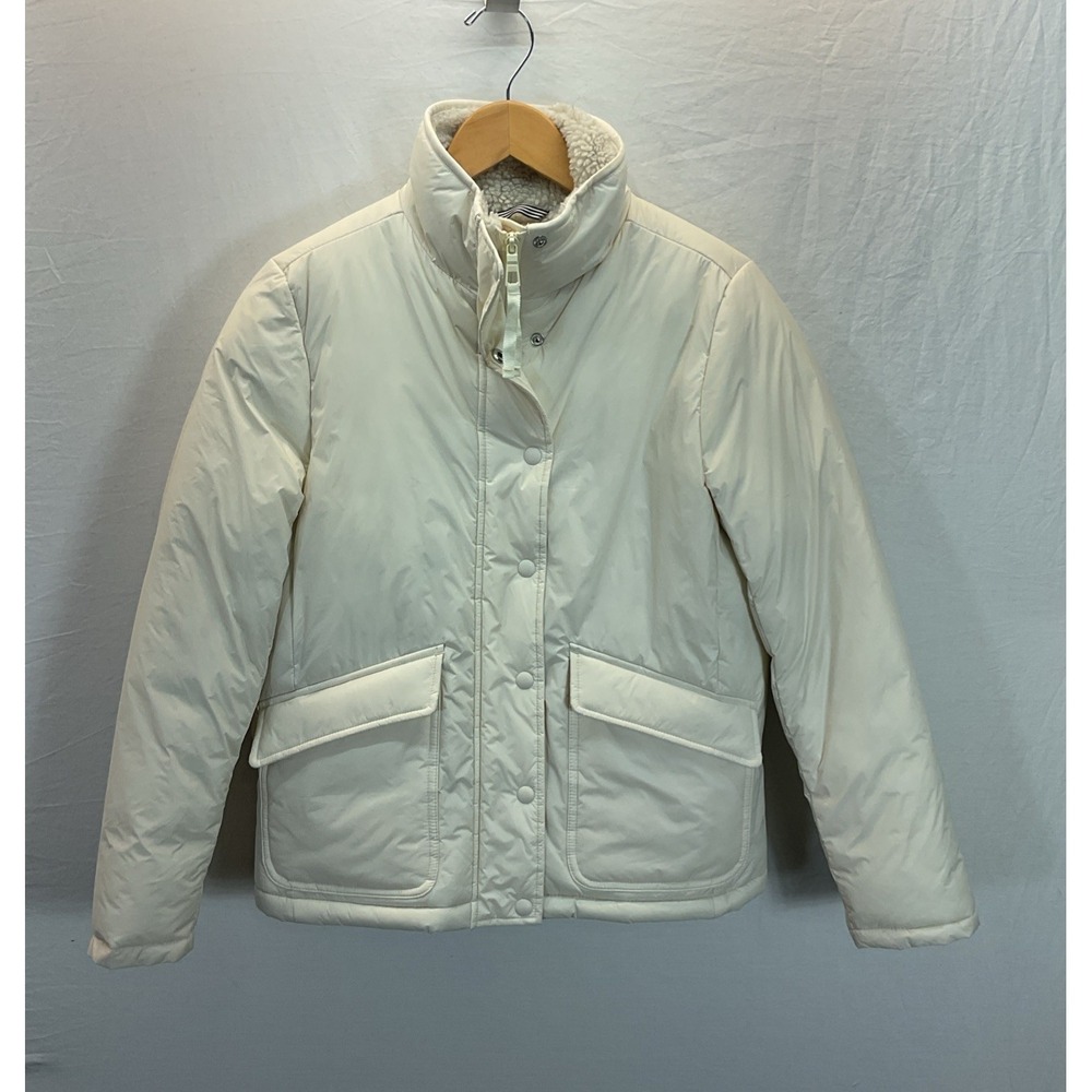 J.Crew XS Womens Sherpa Lined Puffer Jacket White Coat Primaloft $248 Cropped - Picture 4 of 11